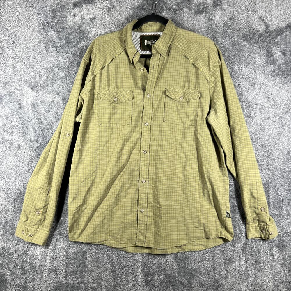 Howler Bros Shirt Mens L Green Plaid Long Sleeve Button Up Lightweight